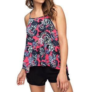 Roxy Fantasy Velvet Tribes Strappy Tropical Floral Flower Print Top Size Small